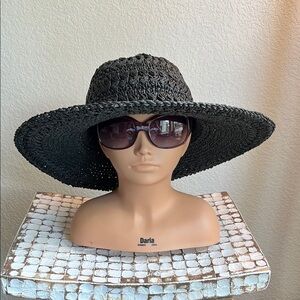 Black Woven Sun Hat